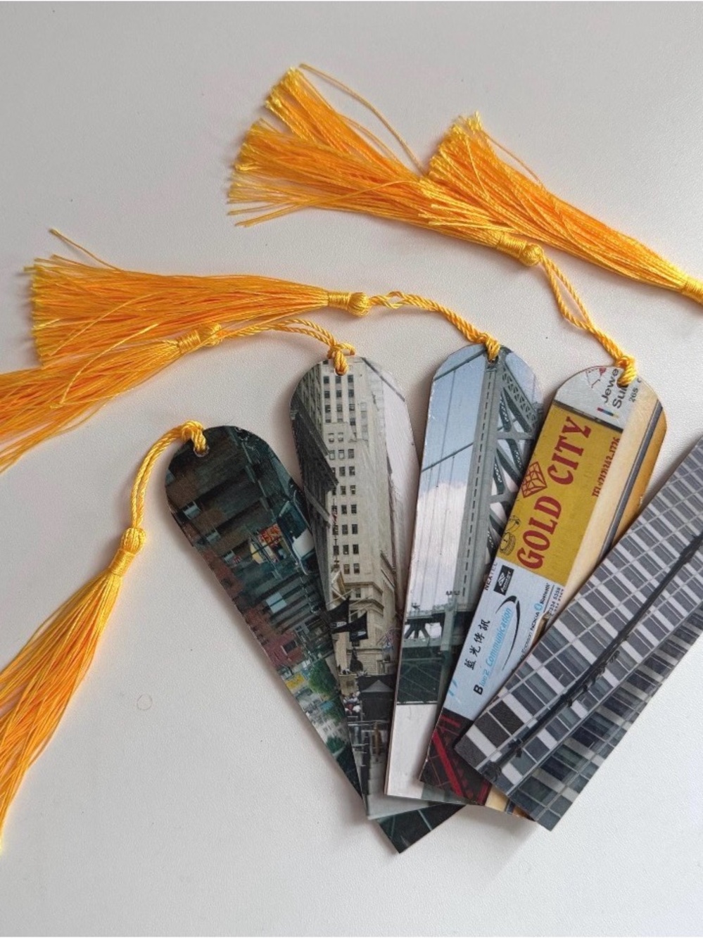 New York Cityscape Bookmarks with Yellow Tassels